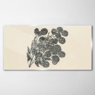 Tablou sticla Model floral alb-negru