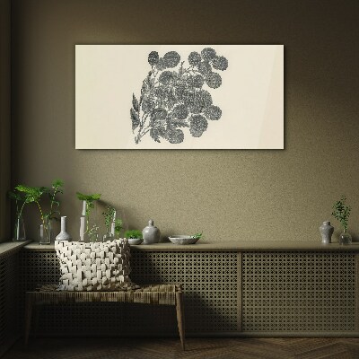 Tablou sticla Model floral alb-negru