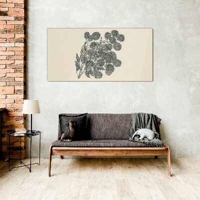 Tablou sticla Model floral alb-negru