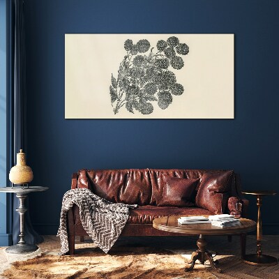 Tablou sticla Model floral alb-negru