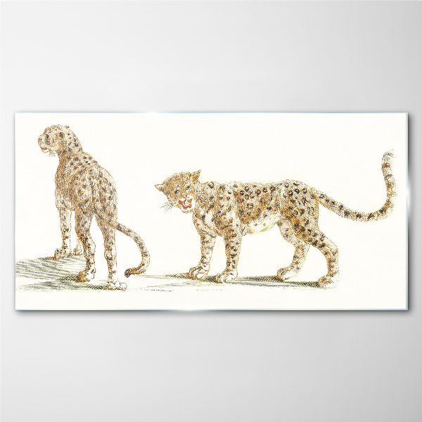 Tablou sticla Leoparzi în mișcare