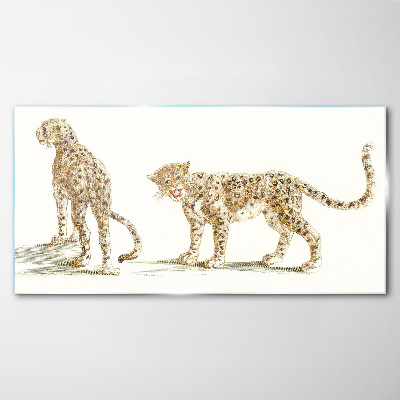 Tablou sticla Leoparzi în mișcare