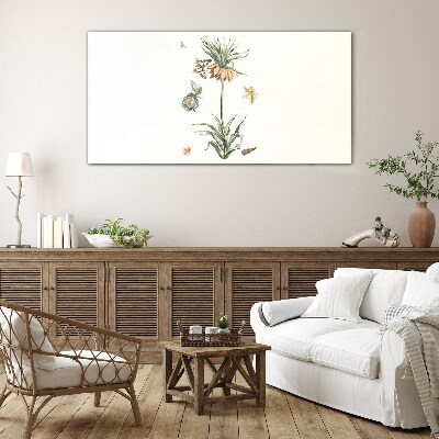 Tablou sticla Motive florale în culori delicate