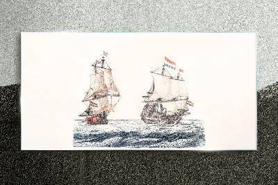 Tablou sticla Nave cu pânze pe o mare calmă