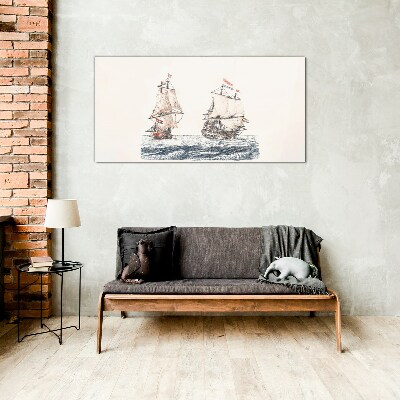 Tablou sticla Nave cu pânze pe o mare calmă