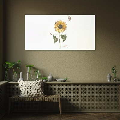 Tablou sticla Floarea soarelui intr-o compozitie delicata