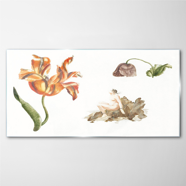Tablou sticla Motive florale în nuanțe delicate