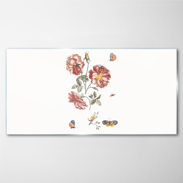 Tablou sticla Motiv floral cu insecte
