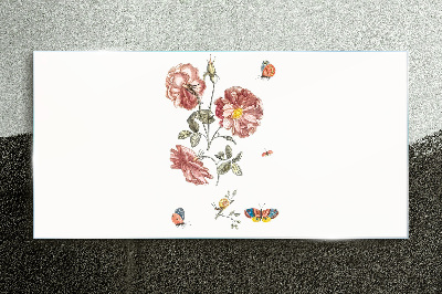 Tablou sticla Motiv floral cu insecte