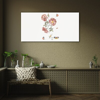 Tablou sticla Motiv floral cu insecte