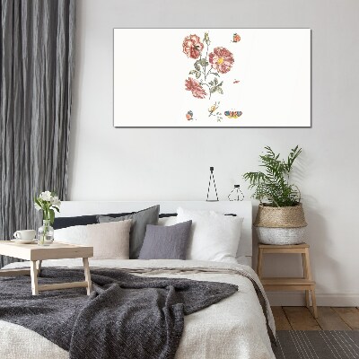 Tablou sticla Motiv floral cu insecte