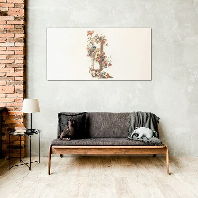 Tablou sticla Vaza florala cu motiv natural