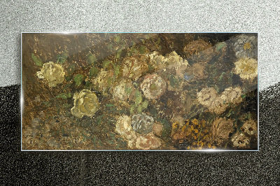 Tablou sticla Peisaj floral în tonuri pământii