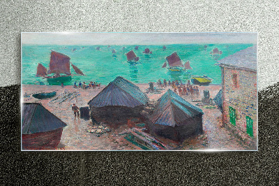 Tablou sticla Peisaj de litoral cu bărci