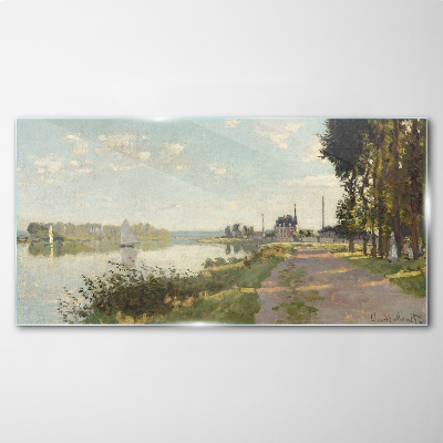 Tablou sticla Un peisaj liniștit lângă râu