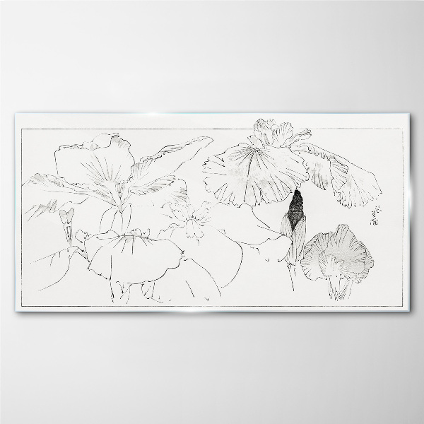 Tablou sticla Compoziții florale în linii delicate