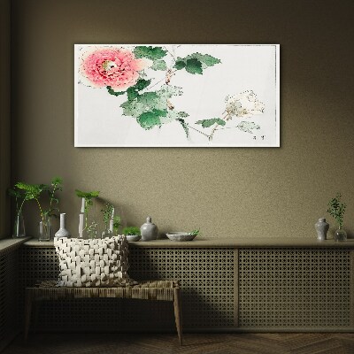 Tablou sticla Aranjament floral cu bujor roz