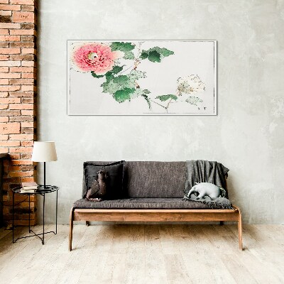 Tablou sticla Aranjament floral cu bujor roz