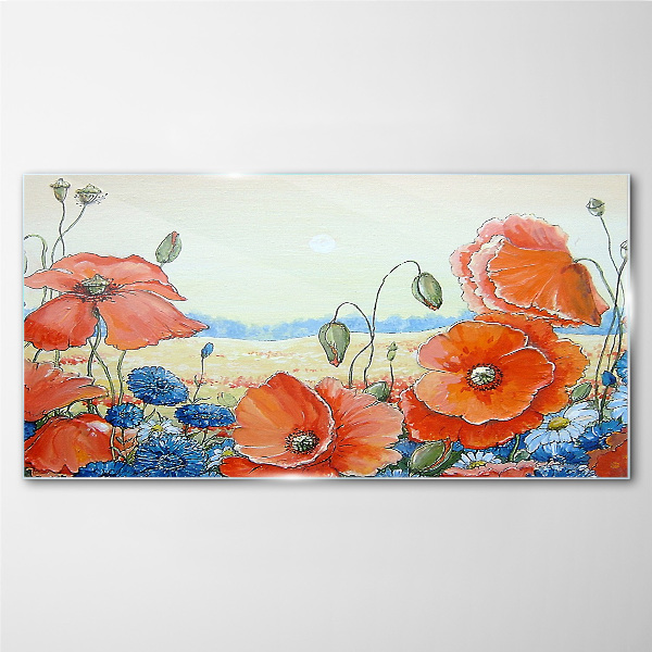 Tablou sticla Peisaj floral in culori pastelate