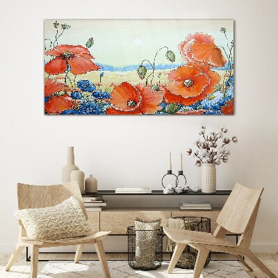 Tablou sticla Peisaj floral in culori pastelate
