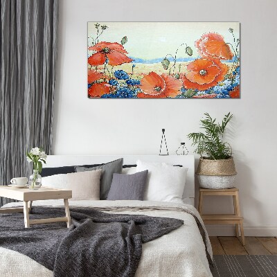 Tablou sticla Peisaj floral in culori pastelate