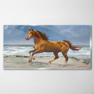 Tablou sticla Calul în galop de un artist necunoscut