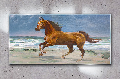 Tablou sticla Calul în galop de un artist necunoscut
