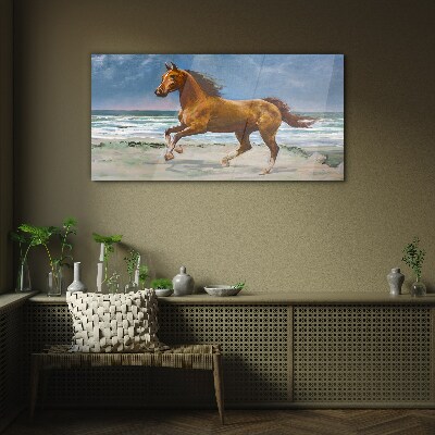 Tablou sticla Calul în galop de un artist necunoscut