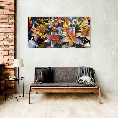 Tablou sticla Abstracție florală în culori intense