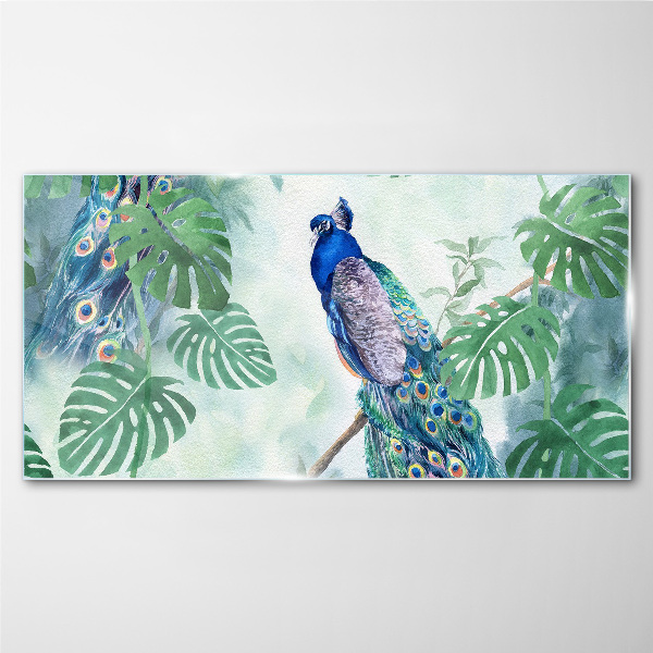 Tablou sticla Păun în jungla tropicală