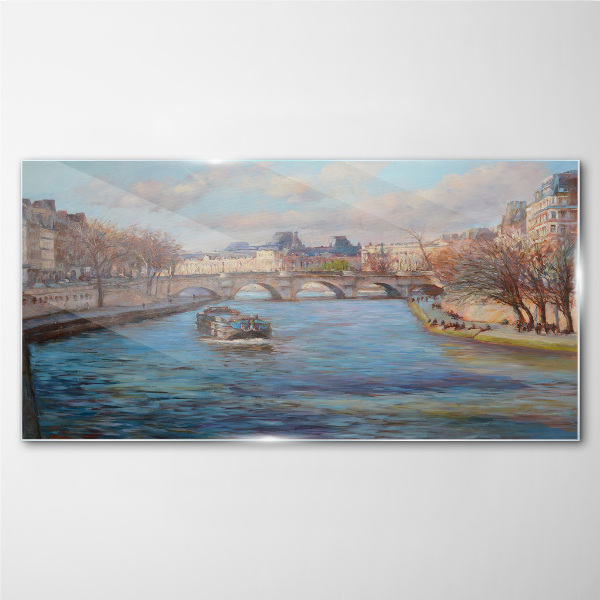 Tablou sticla Pod peste râu din Paris