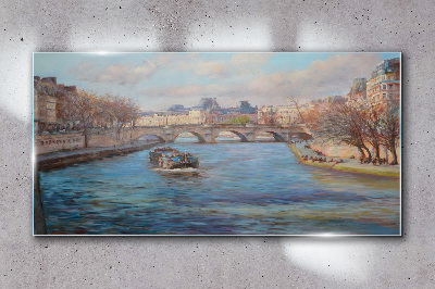 Tablou sticla Pod peste râu din Paris