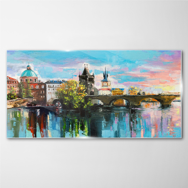 Tablou sticla Praga în culorile apusului
