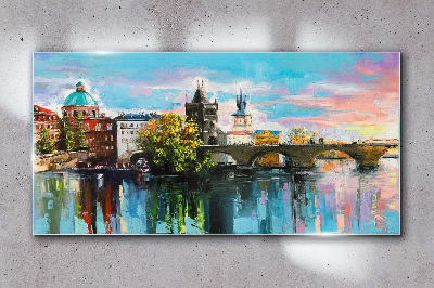 Tablou sticla Praga în culorile apusului
