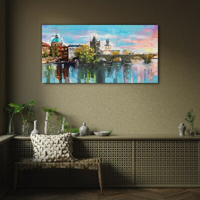 Tablou sticla Praga în culorile apusului