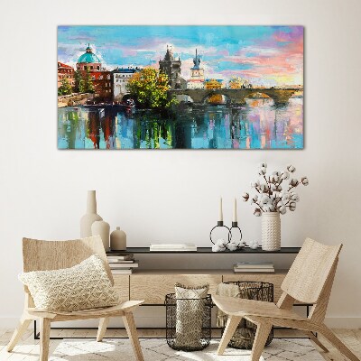 Tablou sticla Praga în culorile apusului