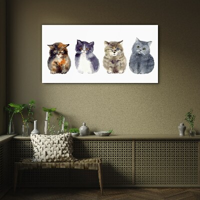 Tablou sticla Portrete de pisici acuarele