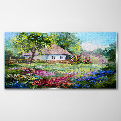 Tablou sticla Peisaj rural cu flori
