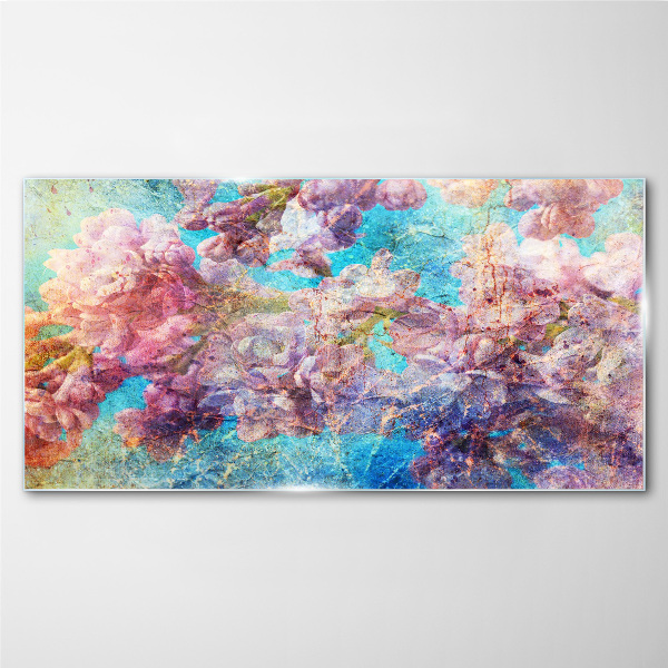 Tablou sticla Peisaj floral in nuante pastelate