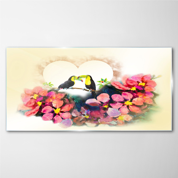 Tablou sticla Dragoste printre flori