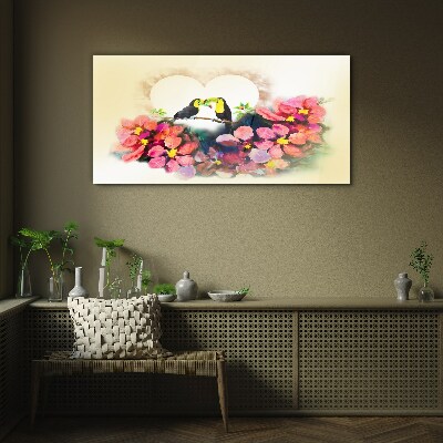 Tablou sticla Dragoste printre flori
