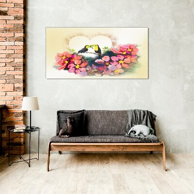 Tablou sticla Dragoste printre flori
