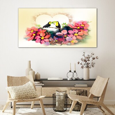 Tablou sticla Dragoste printre flori
