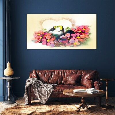 Tablou sticla Dragoste printre flori
