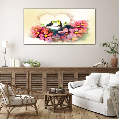 Tablou sticla Dragoste printre flori