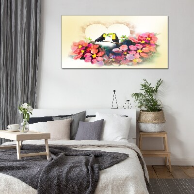 Tablou sticla Dragoste printre flori