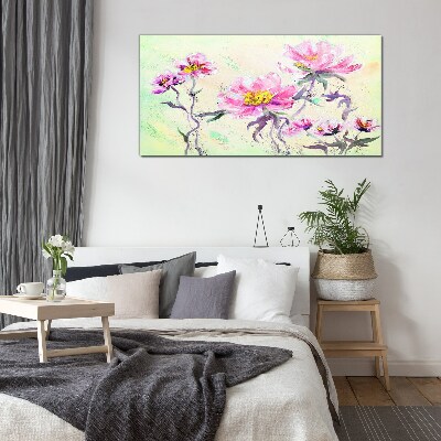 Tablou sticla Vise florale în nuanțe delicate