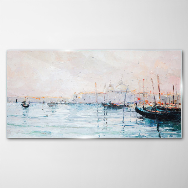 Tablou sticla Un port liniștit dimineața