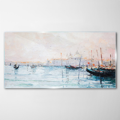 Tablou sticla Un port liniștit dimineața