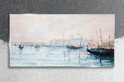 Tablou sticla Un port liniștit dimineața
